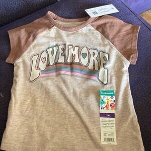 Garanimals Love More Brown Tan Short Sleeve Tee Shirt Size 12 Months Baby